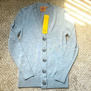 TORY BURCH SIMONE CARDIGAN BRAND NEW W/TAGS X-SMALL GRAY!!